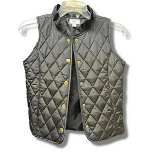 Crown & Ivy Girls Quilted Vest Jacket Black Medium Snap Closure size M